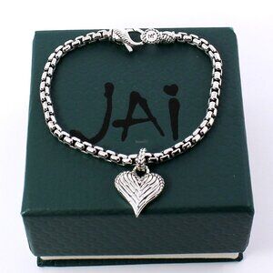 John Hardy JAI Symbols Love 3.7mm Box ANGEL WING Sterling Silver Bracelet-SM NIB